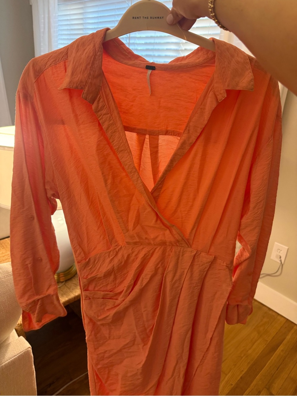 Relaxed Wrap Midi Dress in Coral